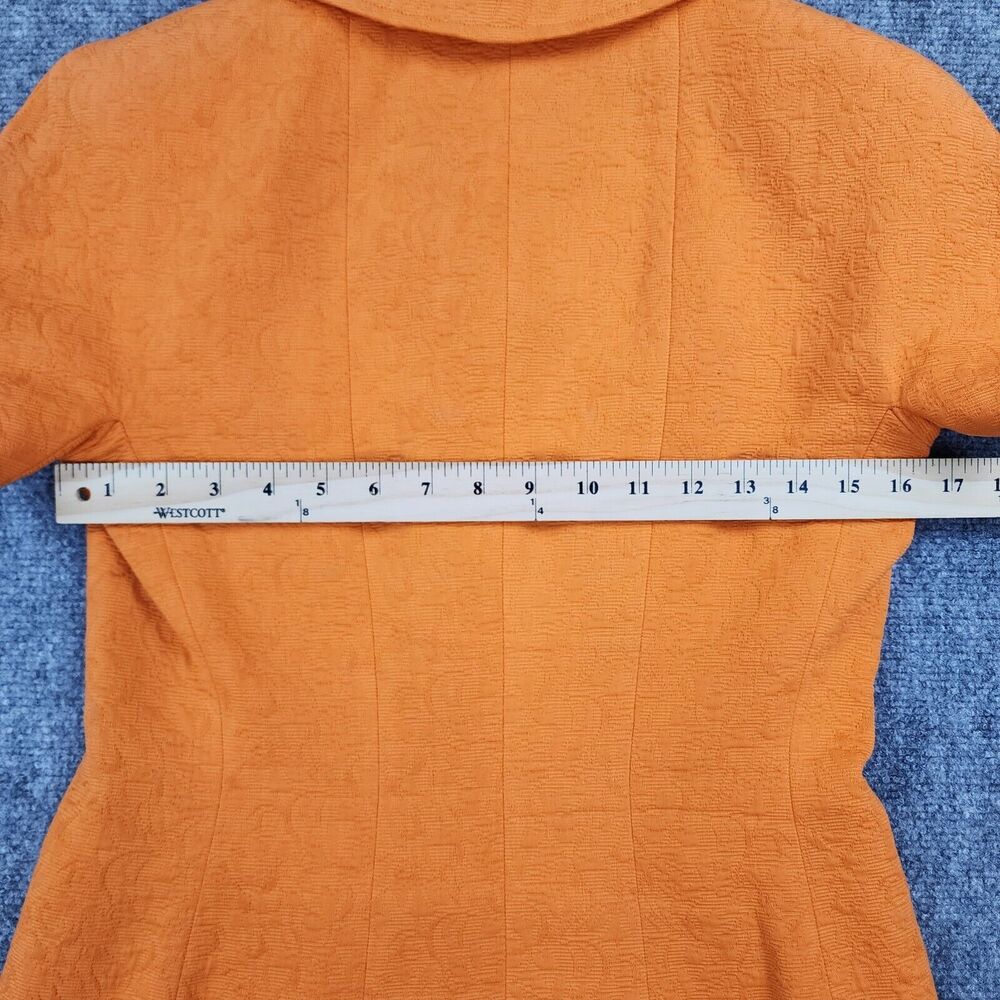 Vintage Teri Jon Rickie Freeman Blazer Womens 4 Orange Floral Inlay Short Sleeve - Picture 6 of 16